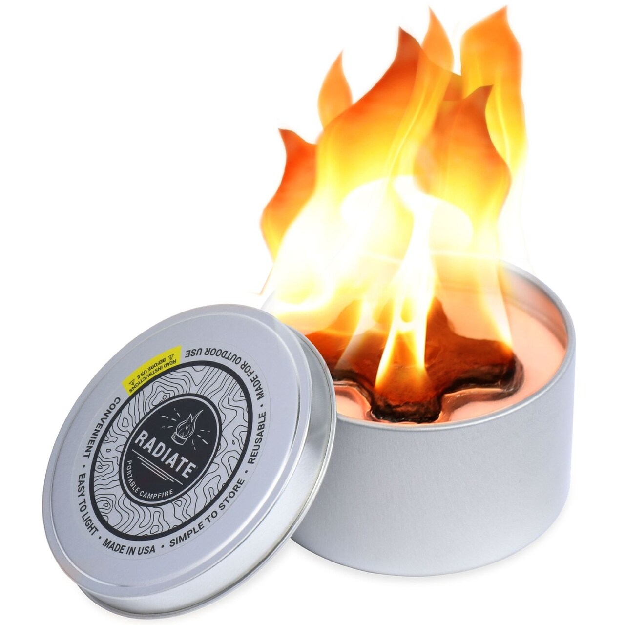 Radiate Portable Campfire: The Go-Anywhere Outdoor Fire Pit - Portable & Convenient - 2 Hours of Warmth & Burn Time - Great for Camping Fire, Picnics & More - Made in The USA